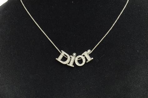 silver dior letter necklace|genuine christian Dior necklace.